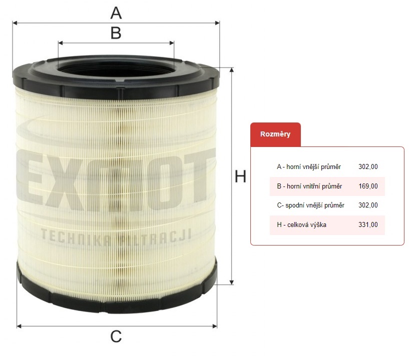 Filtr vzduchu IRISBUS Karosa 900, Agora, Recreo, Citybus, EVOBUS Integro, Setra