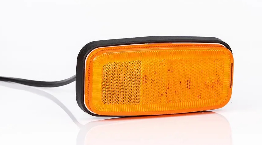 Svítilna poziční 12V/24V = 1,0W/2,0W LED oranžová s odrazkou, bez držáku, kabel 0,5m