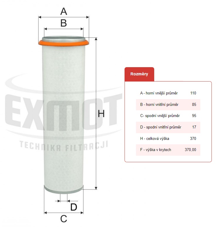 Filtr vzduchu sekundární WPO-389 DAF 95, F1900, F2800,F3300, MAN M90,G90, MERCEDES