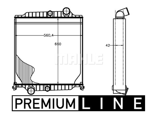 Chladič vody 660x558x42 s rámem VOLVO FL, FL6 D6A180-TD63ES