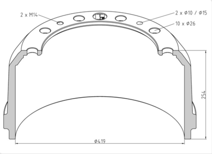 Buben brzdový 419x254 SMB C1, TRAILOR, FRUEHAUF
