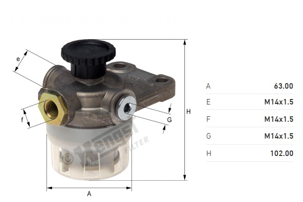 Čerpadlo paliva mechanické s čističem M14x1,5 MAN, RVI