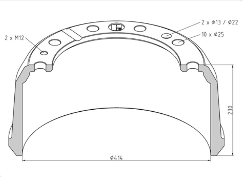 Buben brzdový 414x230 ZN RVI Magnum E.Tech, Premium, Magnum AE, Kerax, Major-R