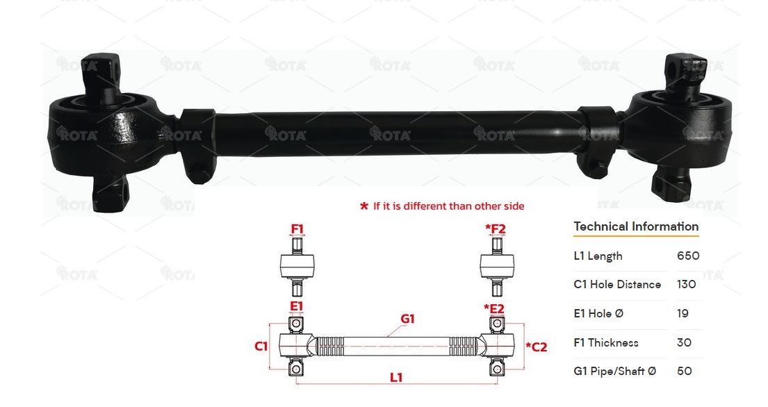 Tyč vodící 650mm ZN SCANIA 94,114,124,144,164 Ada 13000/ASA 1300