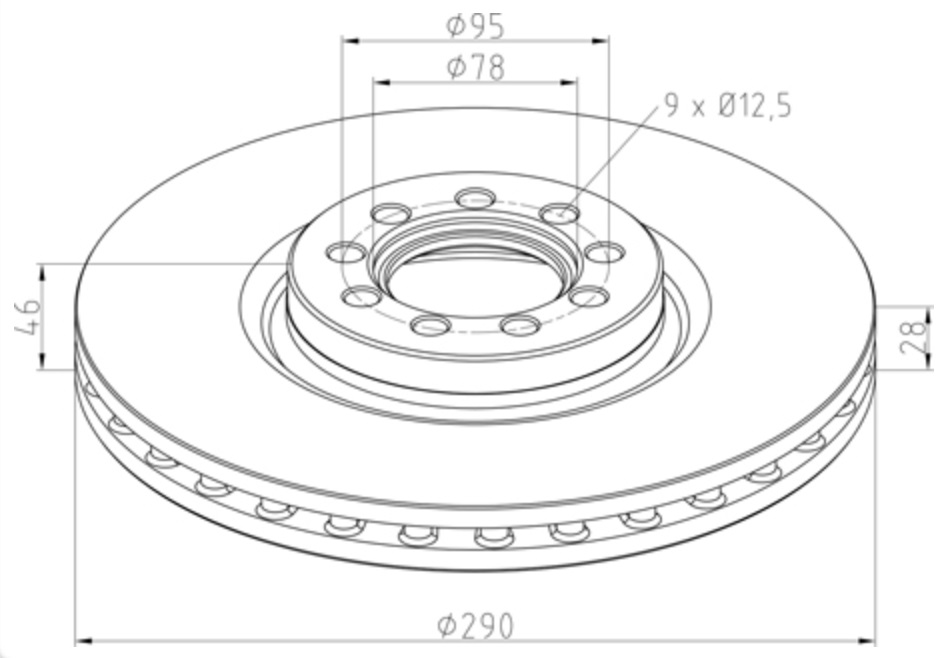 Kotouč brzdový 290x28x46 PN IVECO Daily 35C10/12/14/15/18/