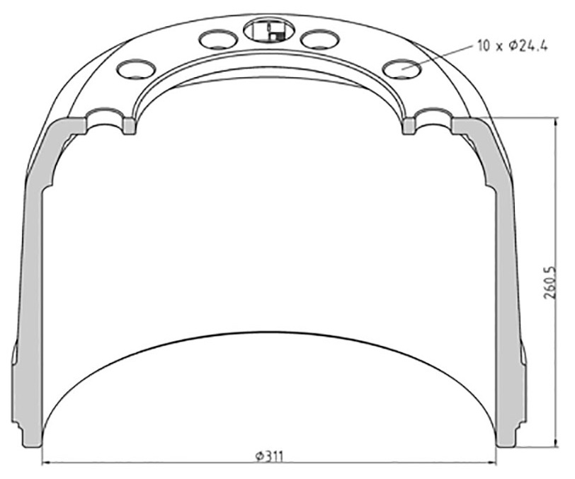 Buben brzdový 311x260,5 MERITOR, ROCKWELL, ROR