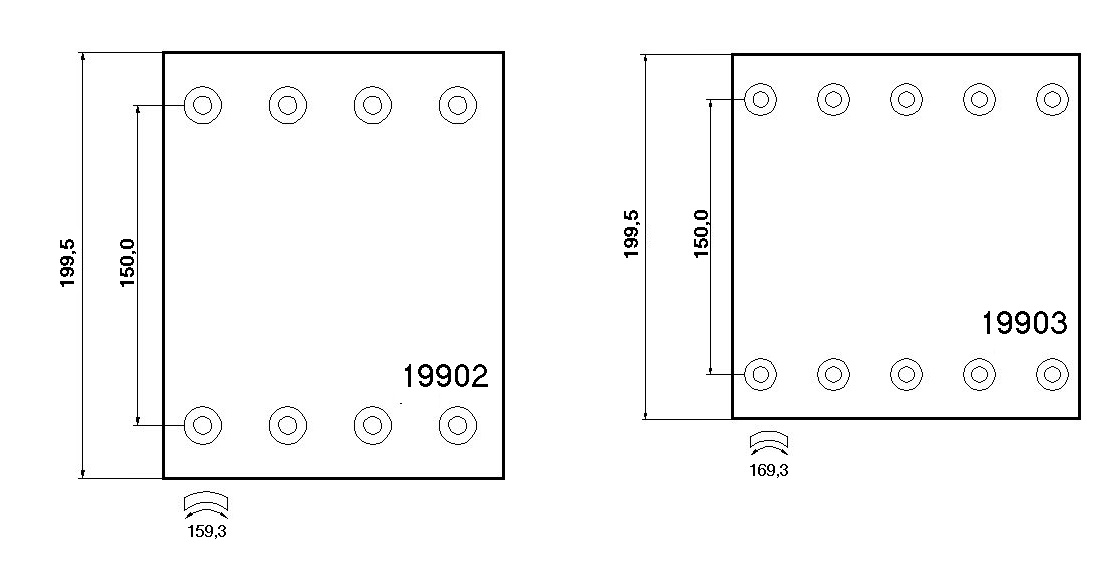 Obložení brzdové 19902.1 Textar 200x362 ZN BPW Jumbo, Variante 2