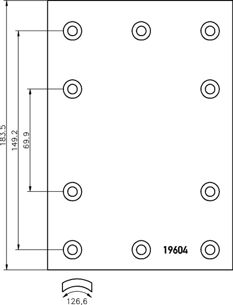 Obložení brzdové 19604,19605 Textar 190x310 ZN ROR