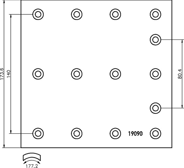 Obložení brzdové 19090.1 Textar 175x412 VOLVO, RVI Kerax