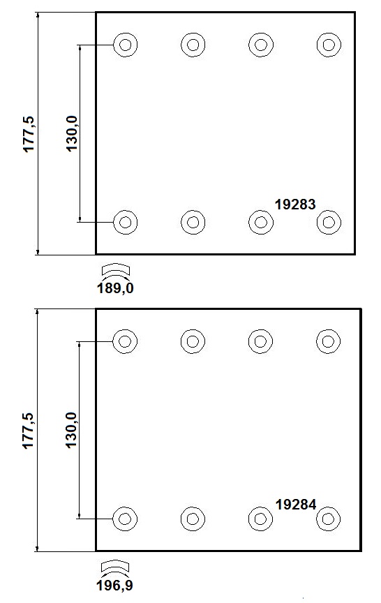 Obložení brzdové 19283.2/19284.2 Saf 420x180 ZN SAF SKRLS 9037/RMB 8442/SKRS 9042