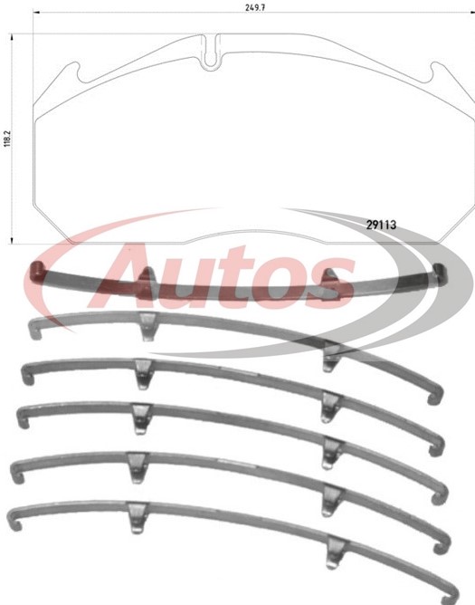 Deska brzdová 29030 Textar 250x118x28 MERITOR D3/D Elsa 1, RVI, MAN, IRISBUS Arway, K900