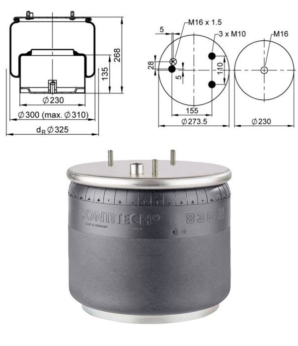 Vlnovec pérování kompletní - železný zvon DAF LF/XF, XF105, CF85,CF75, XF95, LF55, LF44