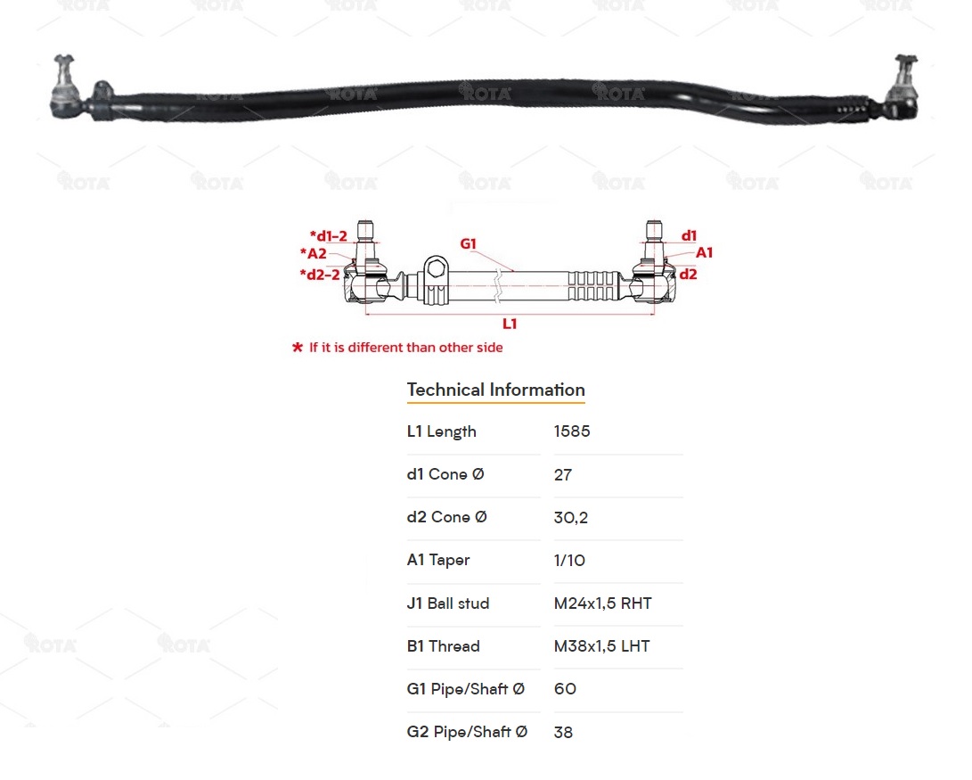 Tyč řízení spojovací 1585mm MAN E2000, F90