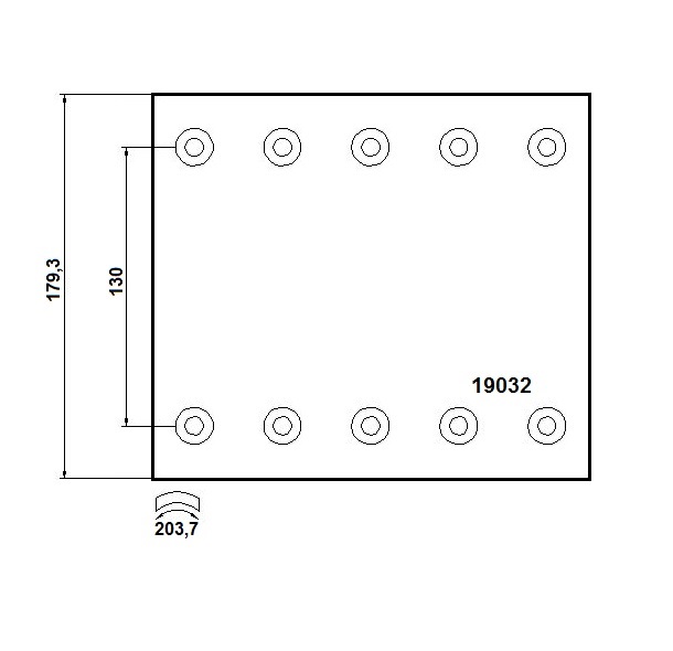 Obložení brzdové 19032.1 Textar 180x19x203 ZN BPW EH, HBFH Eco, HBM, SAF, KAESSBOHRER