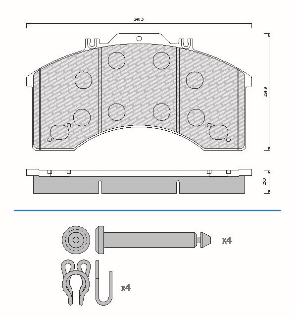 Deska brzdová 29011 Textar 241x125x25 IVECO E.Tech,E.Cargo,E.Star