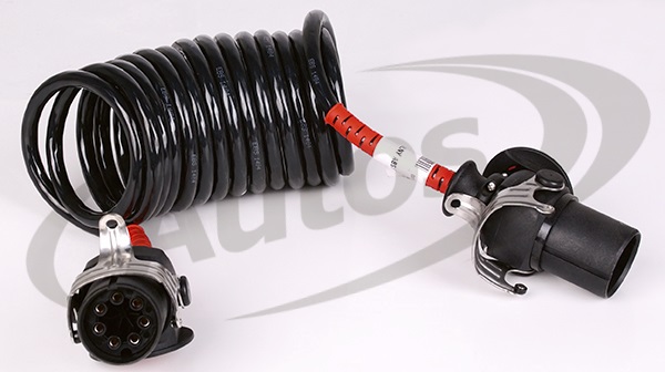 Kabel propojovací  7pin 24V ABS/EBS/ADR velká spirála - 4,5m červené koncovky