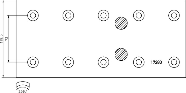 Obložení brzdové 17280 Textar 120x308 MERCEDES 809/811/814/817