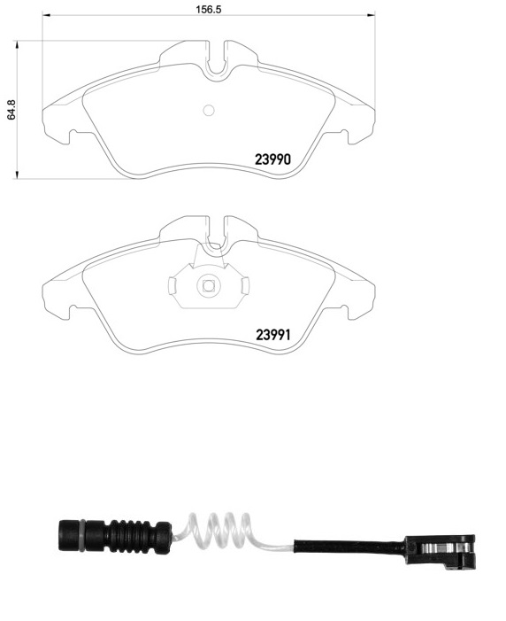 Deska brzdová 23990,23991 Textar 156x65x21 PN MERCEDES Sprinter,Vito,  VW LT 28-46 II