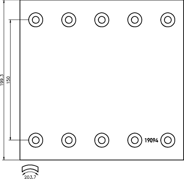Obložení brzdové 19094.0 Textar 200x420    BPW, SAF, KAESSBOHRER, FRUEHAUF, RVI AE 380