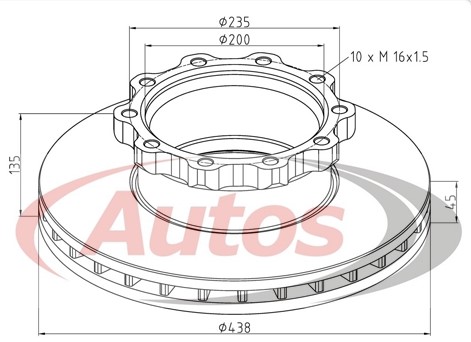 Kotouč brzdový 438x45x135 MAN M2000,F2000,F90,MAN100 od r.v.1/89,HOCL,Lion S