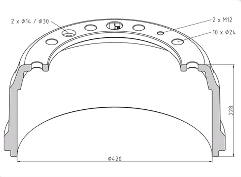 Buben brzdový 420x228 PN DAF 65CF, 75CF,85CF, 95XF, XF530, F2000, F3000