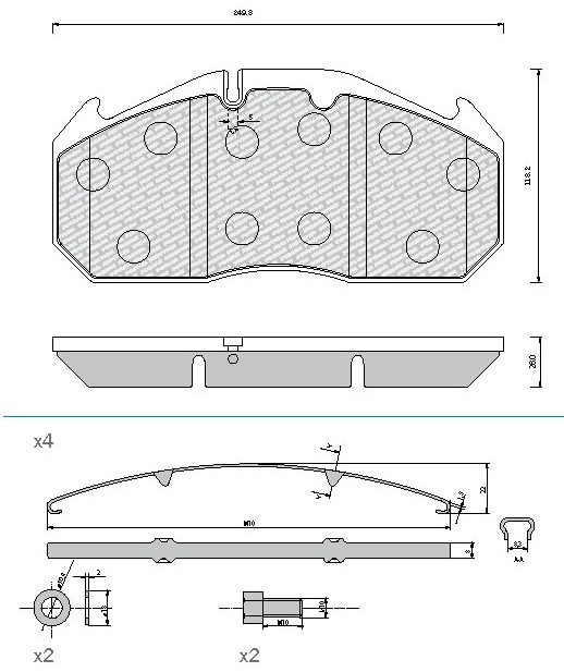 Deska brzdová 29030 Fomar 250x118x28 MERITOR D3/D Elsa 1, RVI, MAN, IRISBUS Arway, K900