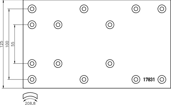 Obložení brzdové 17831.0 Textar 125x310 DAF, RVI