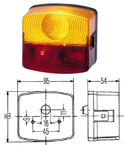 Svítilna zadní 2-dílná L stavební stroje, traktory