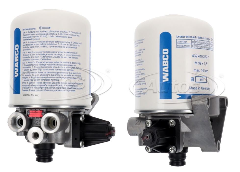 Vysoušeč vzduchu jednokomorový 12,5bar vyhřívaný MAN,DAF, IVECO E.Cargo,E.Tech,E.Star