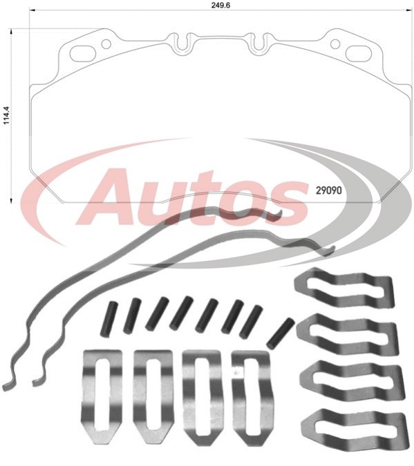 Deska brzdová 29090 Textar  250x114x28 MAN L2000,M2000, DAF LF45, RVI Midlum, IVECO E.Carg