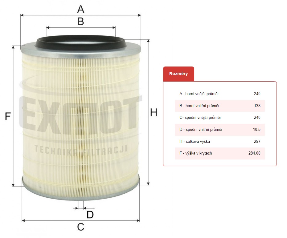 Filtr vzduchu WPO-012 IVECO E.Cargo, 95 - 180