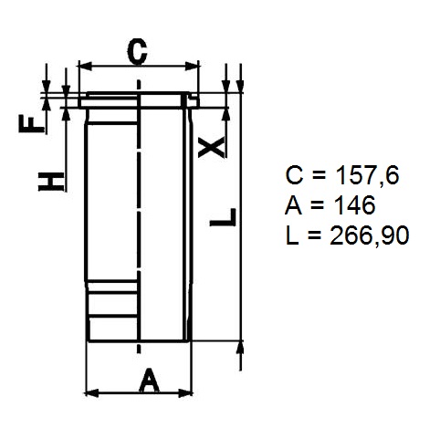 Vložka válce 130mm s kroužky DAF CF85.410/460/ 510, XF105.410/460/510 MX300/340/375 