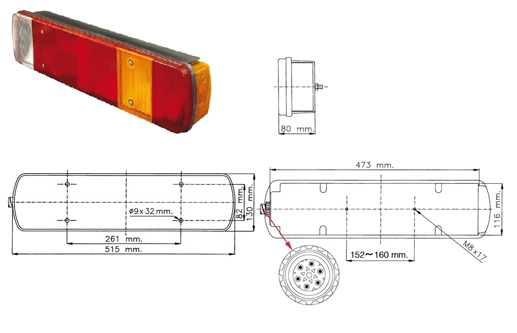 Svítilna zadní 7-dílná P SCANIA P,G,R,T od 2004