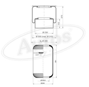 Vlnovec pérování 661N guma VOLVO,RVI, MAN, IRISBUS, NEOPLAN