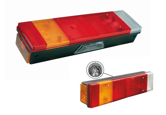 Svítilna zadní 7-dílná s osvětlením SPZ L bajonet zad MAN F2000, TGA, RVI Magnum, DAF 95XF