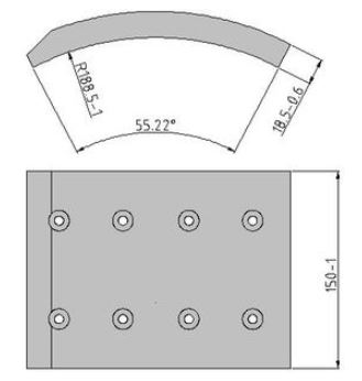 Obložení brzdové 19934.0 Fomar 150x414 ZN RVI Magnum, Midlum