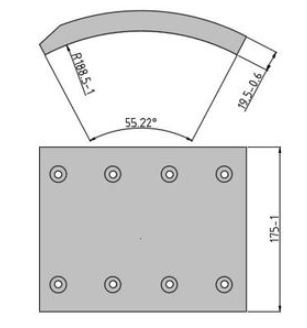 Obložení brzdové 19935.1 Fomar 175x416 RVI Magnum, Kerax, Midliner