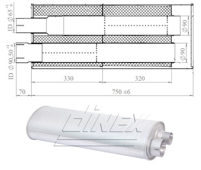 Tlumič výfuku MAN M90, L2000, M2000 L20/L24/L33/L35/L22/L26-D0824 Euro 2