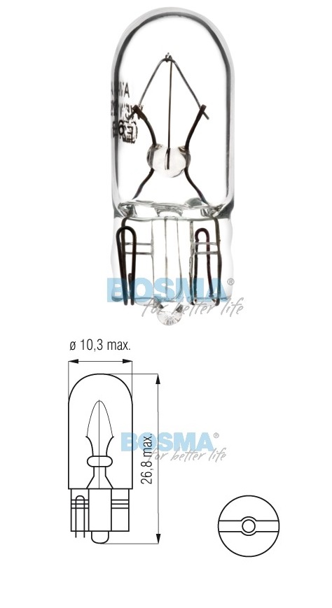 Žárovka celosklo 12V 5W W5W T10
