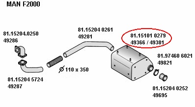 Tlumič výfuku MAN F2000 T01/ T02/ T03/ T04/ T05/ T06/ T08/ T09/ T10>