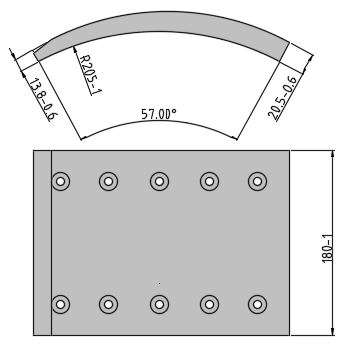 Obložení brzdové 19032.3 Fomar 180x426 BPW,SAF,KAESSBOHRER,DAF,FRUEHAUF,RVI,MERCEDES