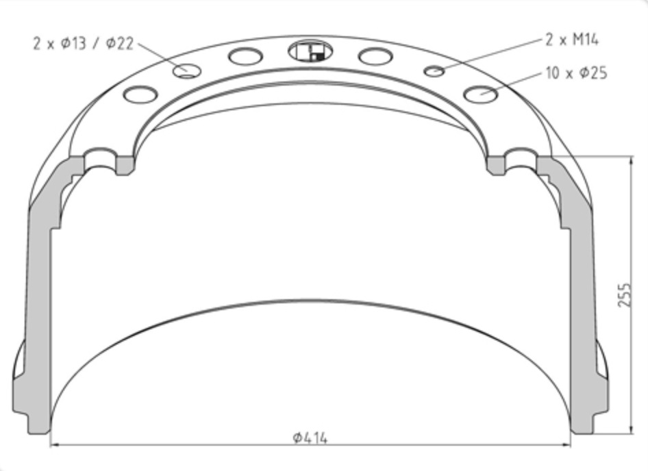 Buben brzdový 414x255 PN RVI Magnum E.Tech, Manager G, Major