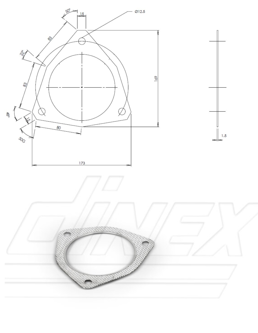 Těsnění trubky výfuku střední DAF F95 od 1987