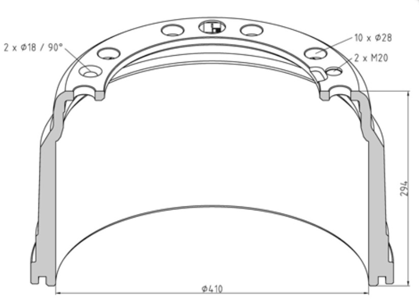Buben brzdový 410x294 ZN VOLVO FH12,FH16,FL10,FL12,FL6,FL7,FM10,FM12