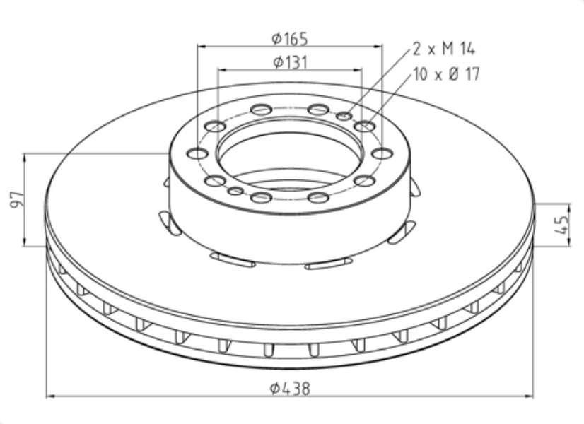 Kotouč brzdový 434x45x97 PN RVI Magnum, Premium, IVECO IRISBUS Crossway, Citybus 