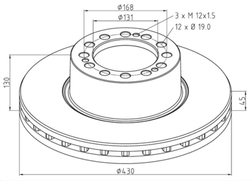 Kotouč brzdový 430x45x130 PN/ZN SAF SKRB 9022H,SKRB 9022K,SKRB 9022W