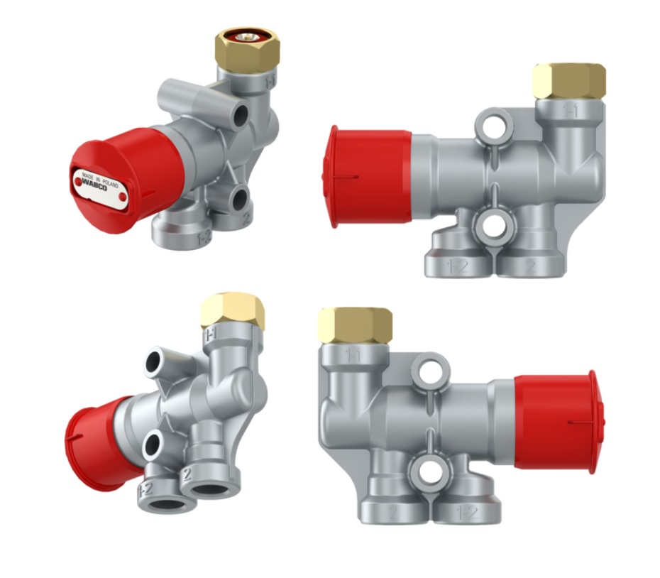 Ventil odbržďovací 2xM16x1,5 - červená rukojeť DAF, SCANIA