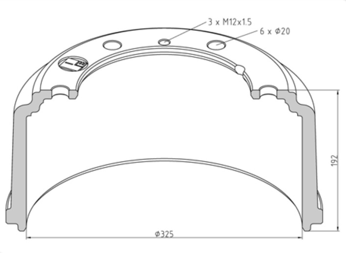 Buben brzdový 325x192 PN/ZN MAN L2000, G90