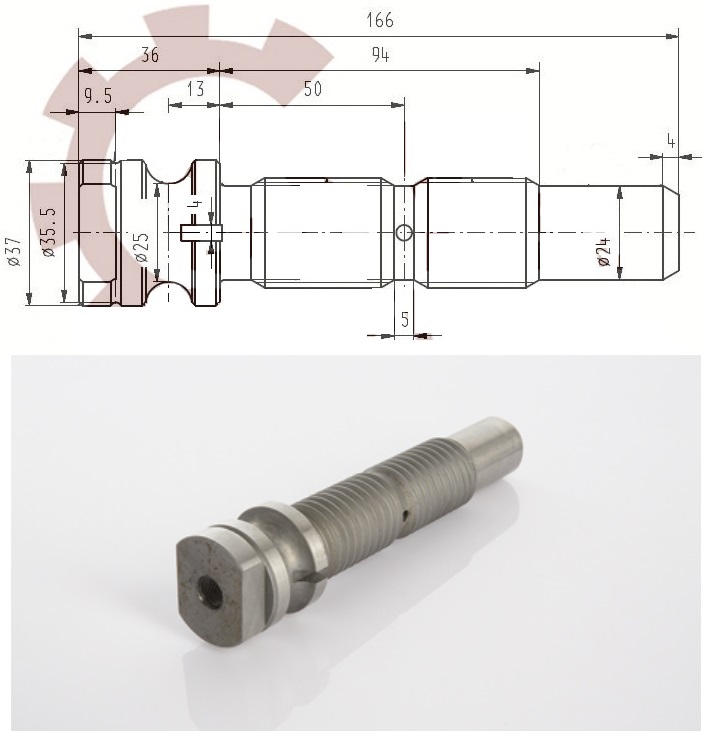 Šroub pera M28x4x166 PN SCANIA P,G,R,T, 143, 144