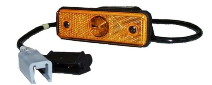 Svítilna poziční 24V LED oranžová s odrazkou, konektor , kabel 0,5m